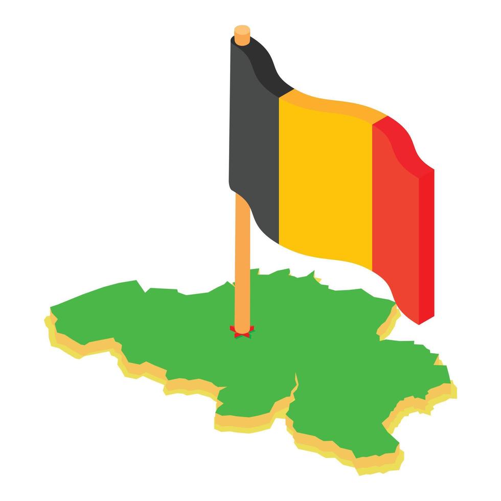 belgie symbool icoon isometrische vector. nationaal belgisch vlag Aan land kaart icoon vector