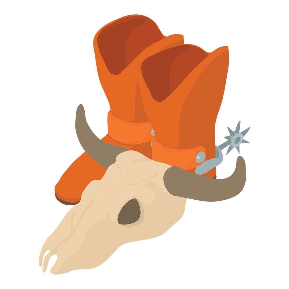 cowboy concept icoon isometrische vector. leer cowboy bagageruimte en buffel schedel icoon vector