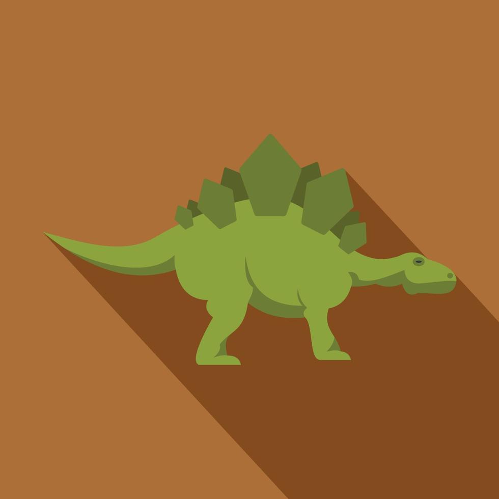 groen stegosaurus dinosaurus icoon, vlak stijl vector