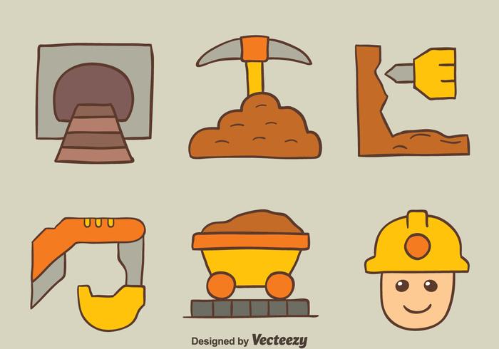 Handgetekende Cave Mine Element Vector