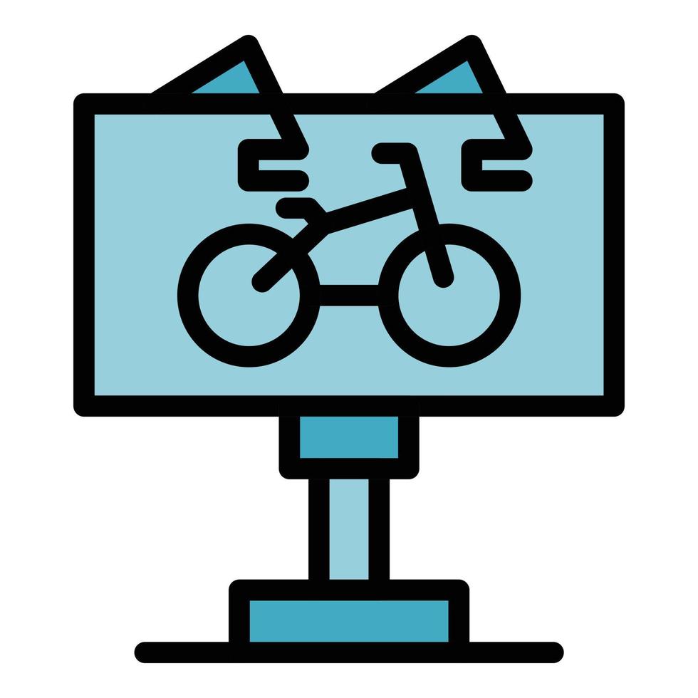 aanplakbord fiets huur icoon kleur schets vector