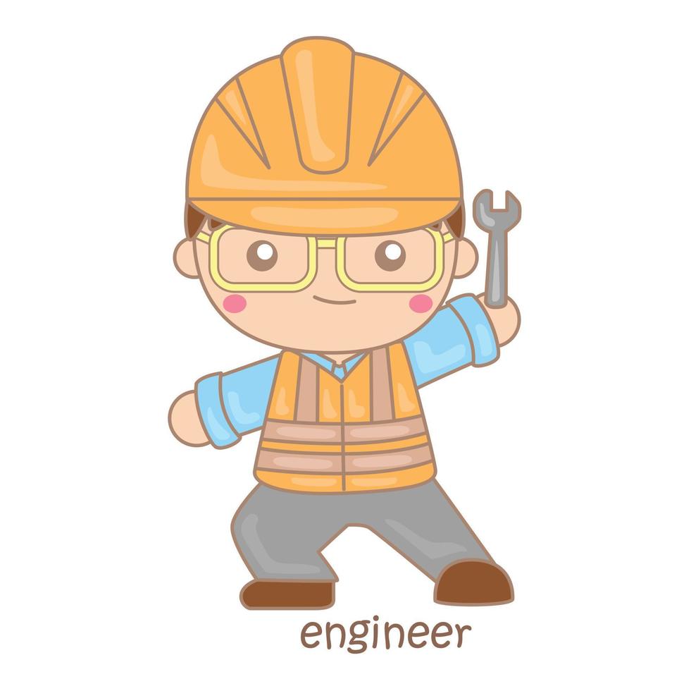 alfabet e voor ingenieur woordenschat illustratie vector clip art