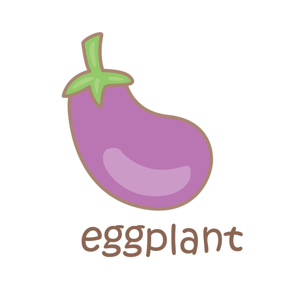 alfabet e voor aubergine woordenschat illustratie vector clip art