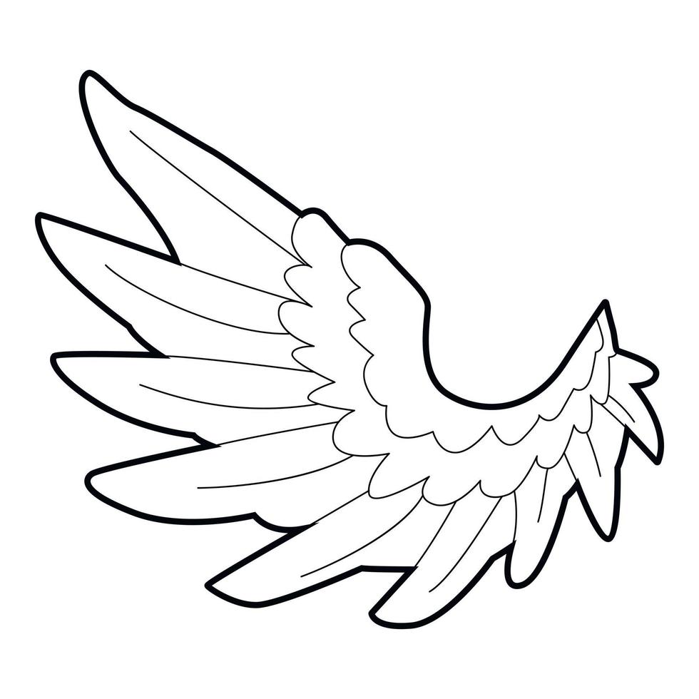 engel vleugel icoon, schets stijl vector