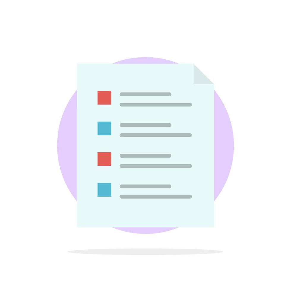 checklist controleren het dossier lijst bladzijde taak testen abstract cirkel achtergrond vlak kleur icoon vector