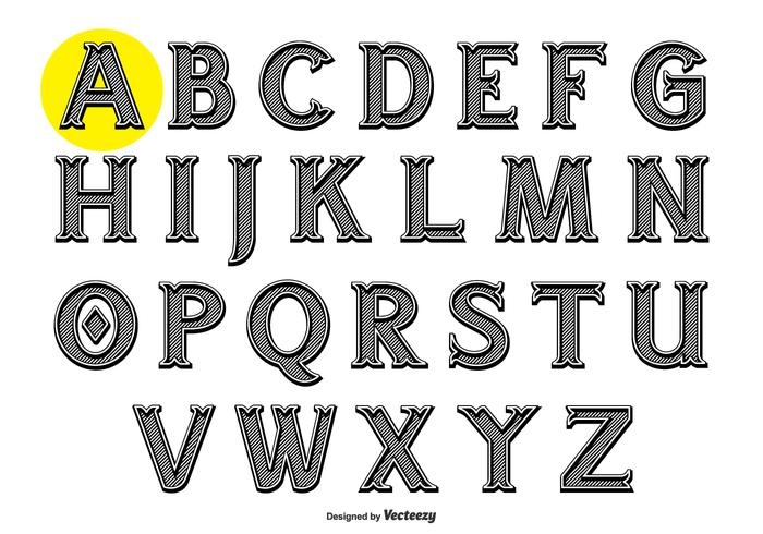 Alfabet In Vintage Gravure Style vector