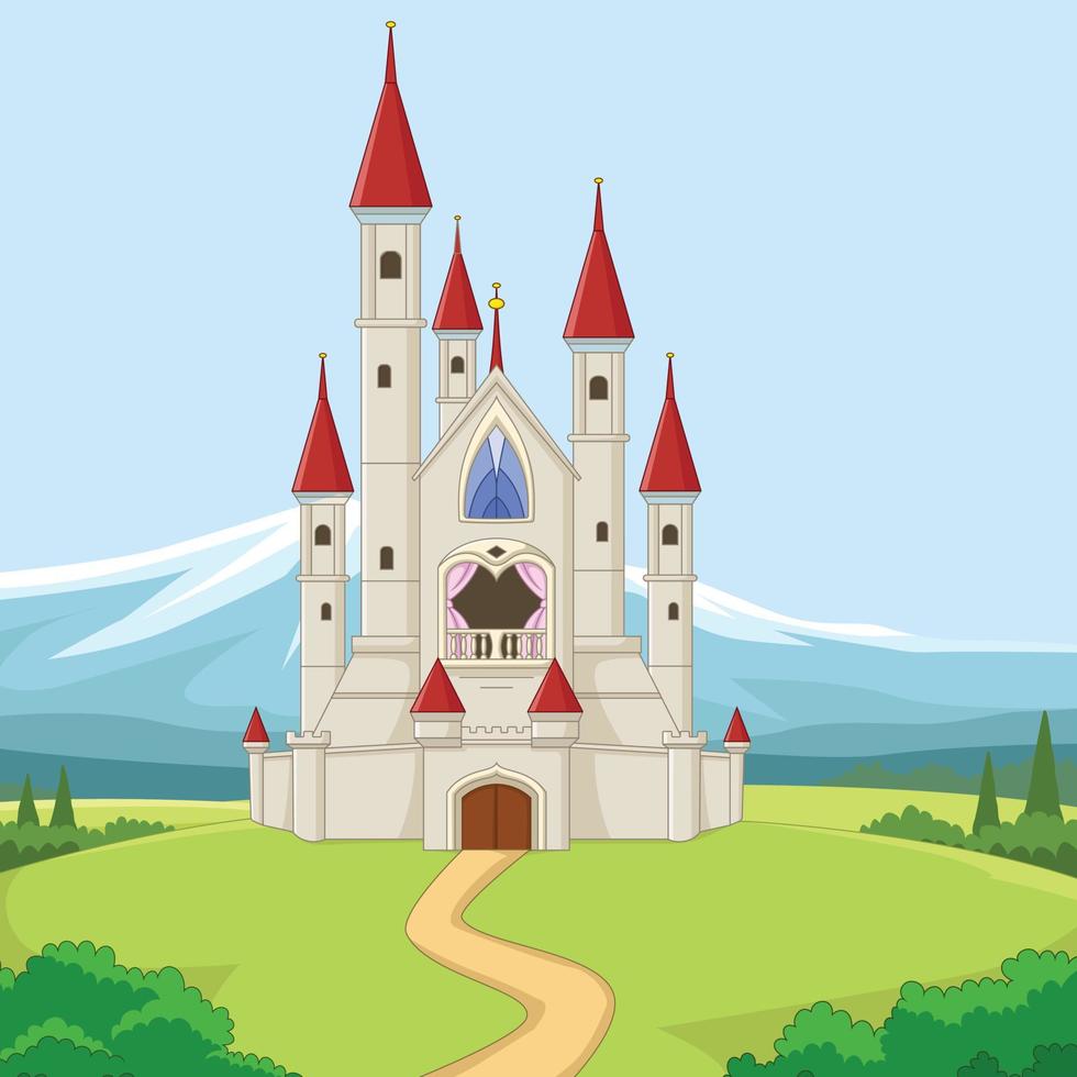 sprookje achtergrond met prinses kasteel vector