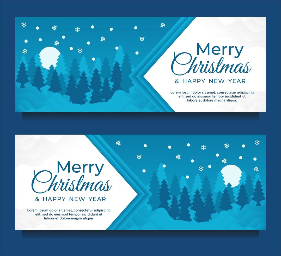 kerstmis en nieuwjaar banners met winterlandschap vector