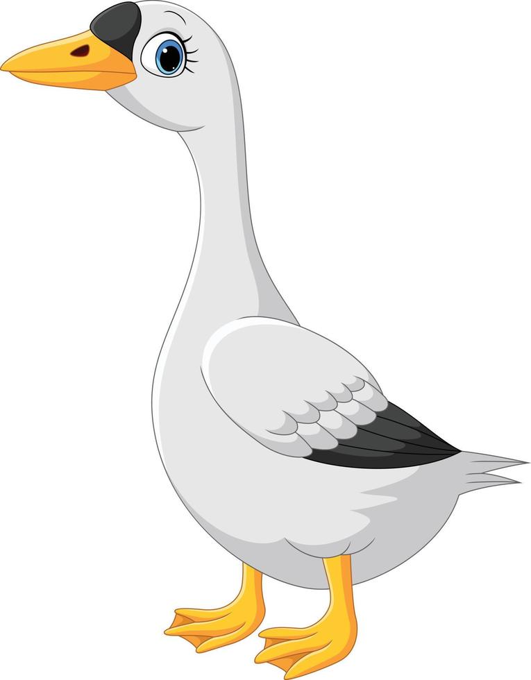 tekenfilm schattig gans Aan wit achtergrond vector