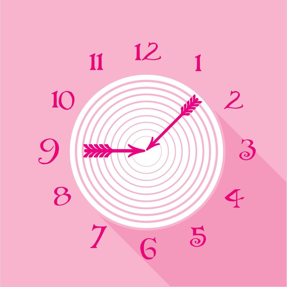 roze muur klok icoon, vlak stijl vector