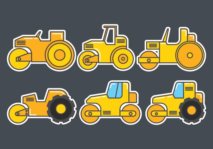 Road Roller Icons Set vector