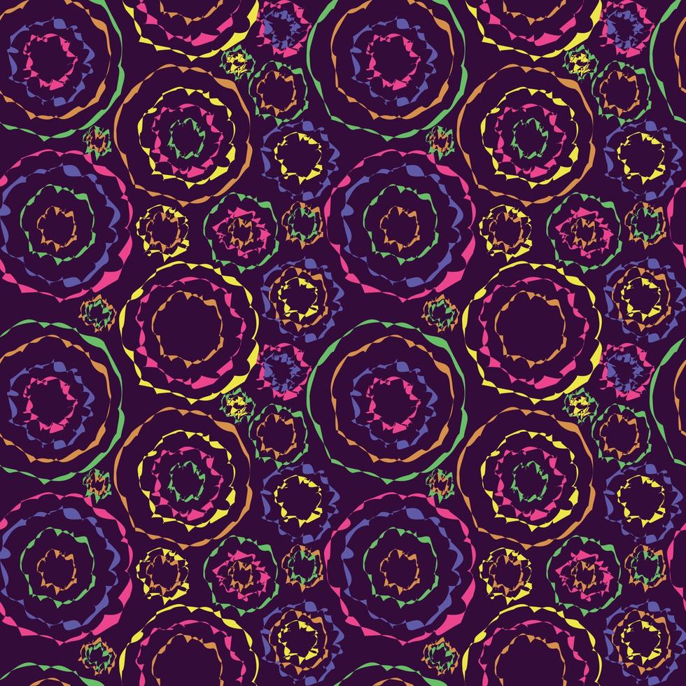 abstract mandala's wijnoogst meetkundig naadloos patroon. boho neon kleur Aan donker achtergrond retro stijl. vector ontwerp voor vloer, achtergrond, muur, textuur, kleding stof, textiel, kleding, behang, tegels.