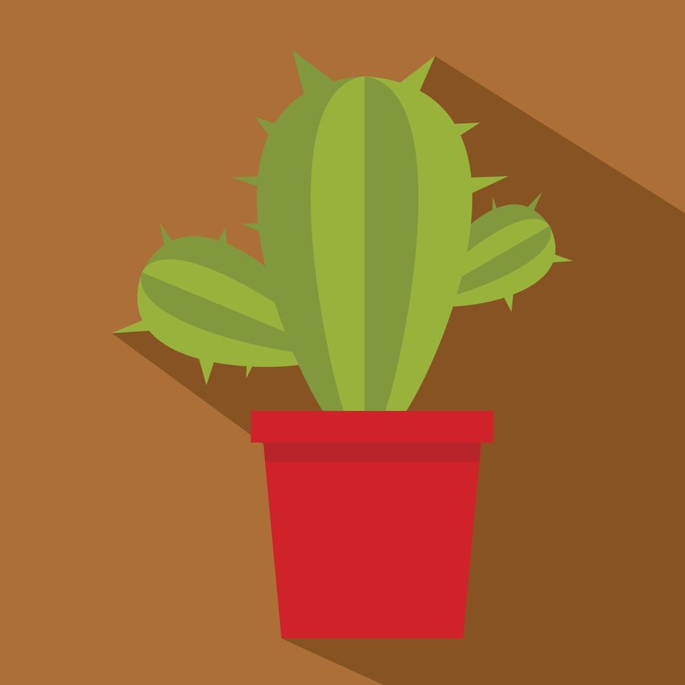 groen cactus in rood pot icoon, vlak stijl vector