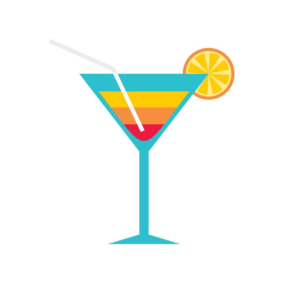 strand cocktail icoon, vlak stijl vector