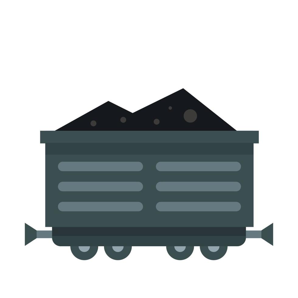 trein waggon met steenkool icoon, vlak stijl vector
