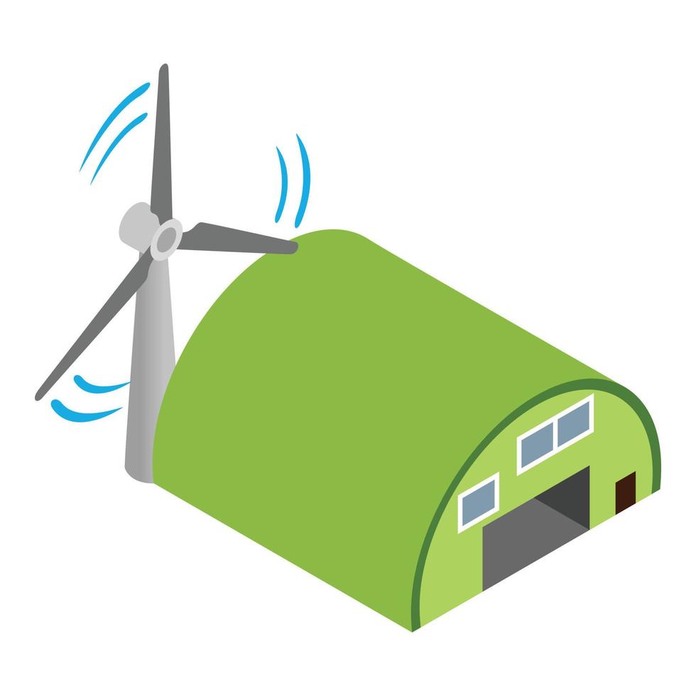 ecologisch infrastructuur icoon isometrische vector. wind turbine in de buurt hangar icoon vector