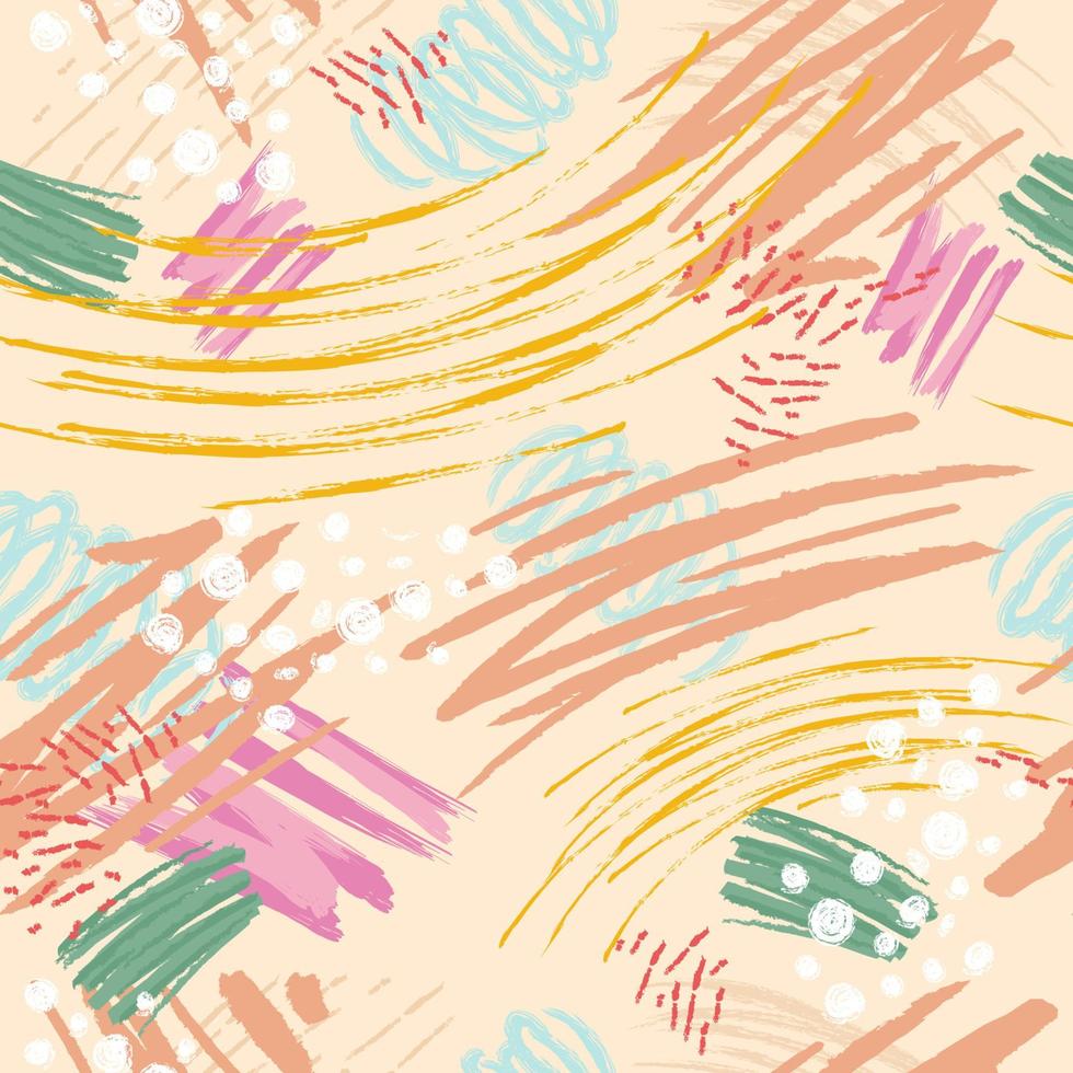 pastel hand getekend borstel beroertes abstract naadloos patroon vector