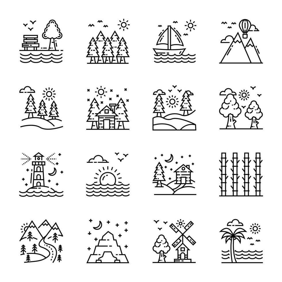 landschappen vector pictogrammen pak