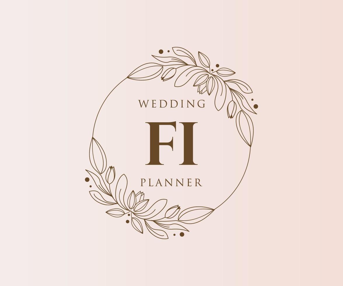 fi initialen brief bruiloft monogram logos verzameling, hand- getrokken modern minimalistisch en bloemen Sjablonen voor uitnodiging kaarten, opslaan de datum, elegant identiteit voor restaurant, boetiek, cafe in vector