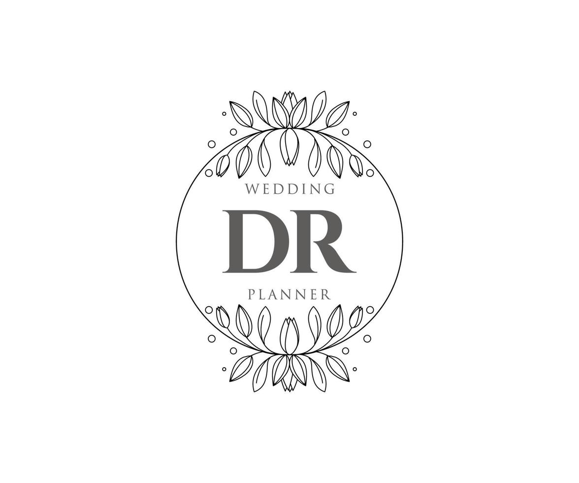 dr initialen brief bruiloft monogram logos verzameling, hand- getrokken modern minimalistisch en bloemen Sjablonen voor uitnodiging kaarten, opslaan de datum, elegant identiteit voor restaurant, boetiek, cafe in vector