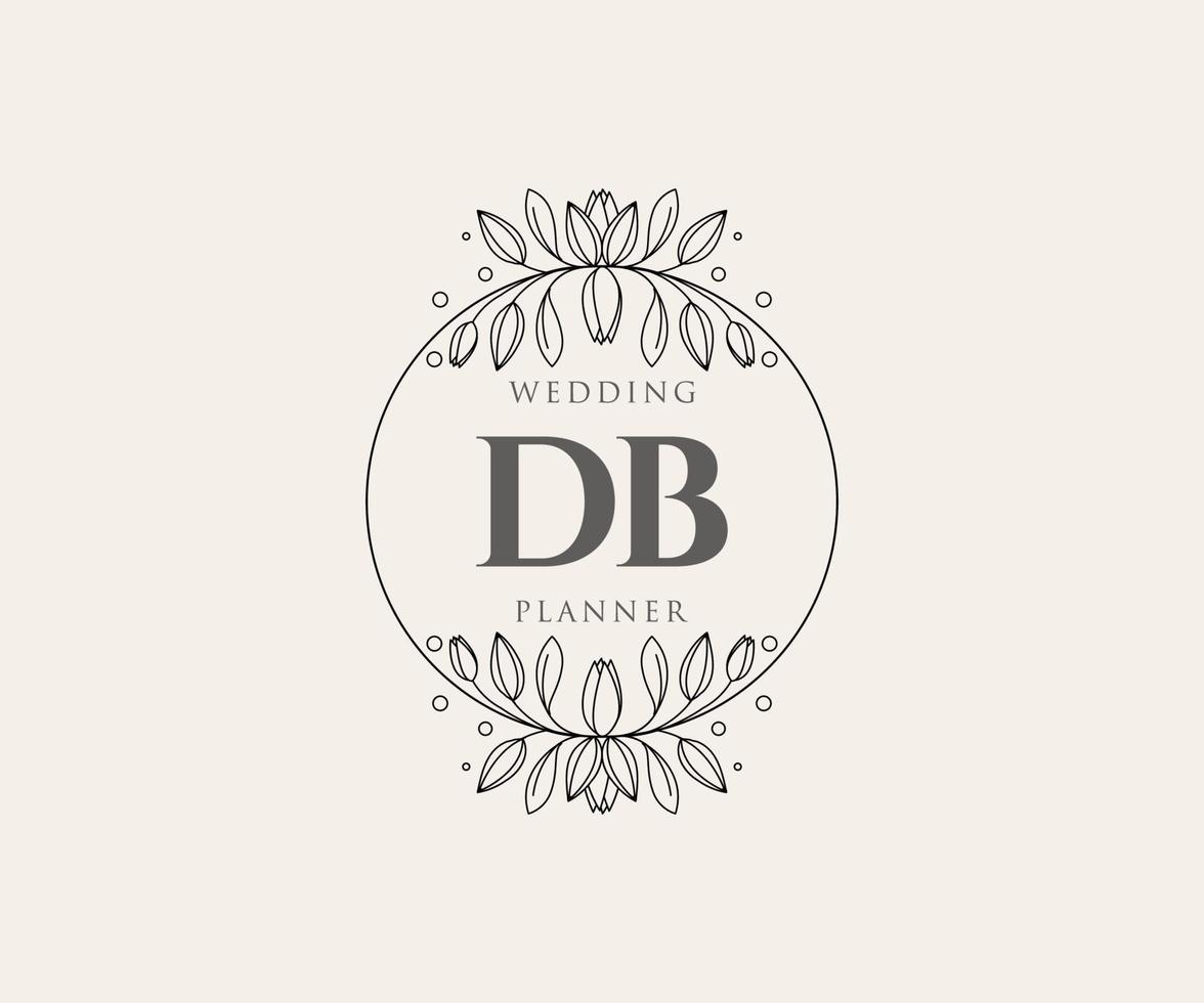 db initialen brief bruiloft monogram logos verzameling, hand- getrokken modern minimalistisch en bloemen Sjablonen voor uitnodiging kaarten, opslaan de datum, elegant identiteit voor restaurant, boetiek, cafe in vector