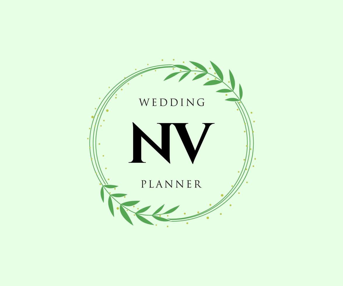 nv initialen brief bruiloft monogram logos verzameling, hand- getrokken modern minimalistisch en bloemen Sjablonen voor uitnodiging kaarten, opslaan de datum, elegant identiteit voor restaurant, boetiek, cafe in vector