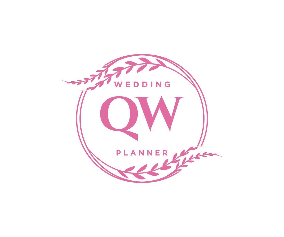 qw initialen brief bruiloft monogram logos verzameling, hand- getrokken modern minimalistisch en bloemen Sjablonen voor uitnodiging kaarten, opslaan de datum, elegant identiteit voor restaurant, boetiek, cafe in vector