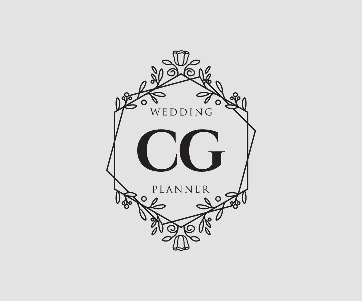 cg initialen brief bruiloft monogram logos verzameling, hand- getrokken modern minimalistisch en bloemen Sjablonen voor uitnodiging kaarten, opslaan de datum, elegant identiteit voor restaurant, boetiek, cafe in vector