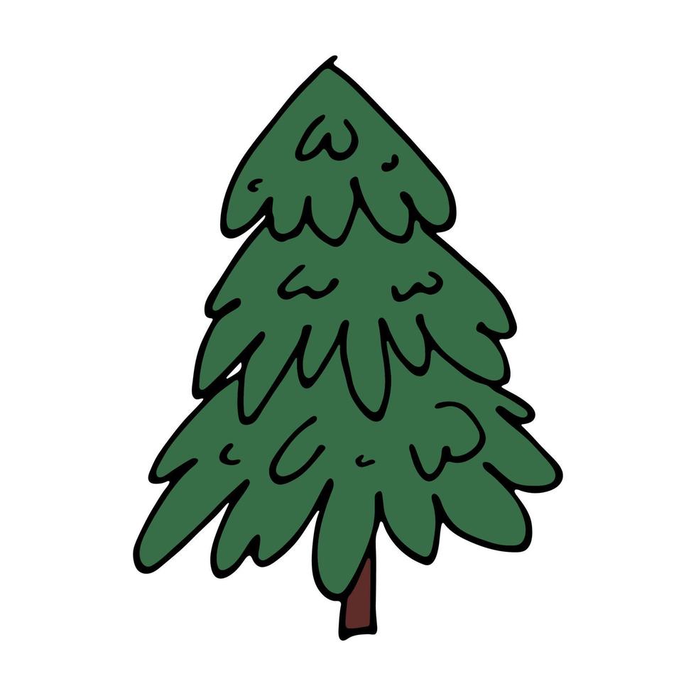 Kerstmis boom hand- getrokken clip art. net tekening. single element voor kaart, afdrukken, web, ontwerp, decor vector