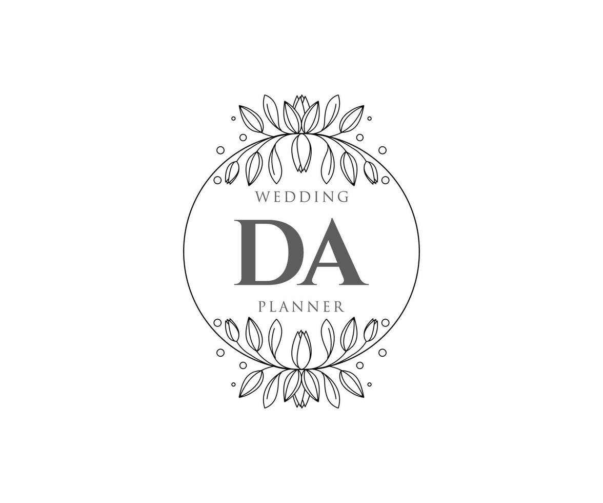 da initialen brief bruiloft monogram logos verzameling, hand- getrokken modern minimalistisch en bloemen Sjablonen voor uitnodiging kaarten, opslaan de datum, elegant identiteit voor restaurant, boetiek, cafe in vector