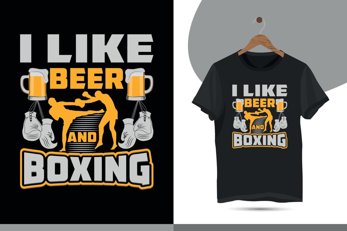 ik Leuk vinden bier en boksen - boksen t-shirt ontwerp voor boksen liefhebbers. typografie vector overhemd ontwerp sjabloon voor afdrukken.