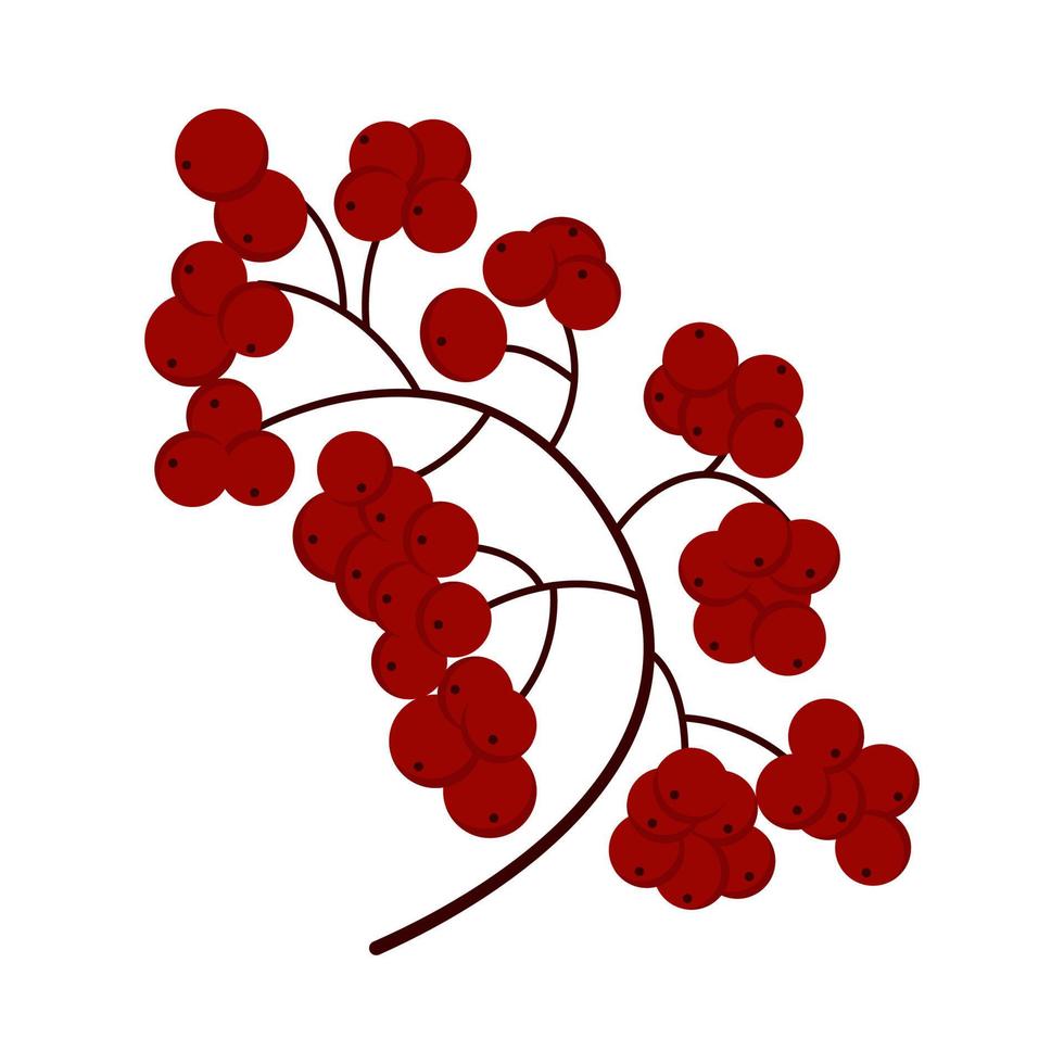herfst takje van rood lijsterbes gemakkelijk vector illustratie