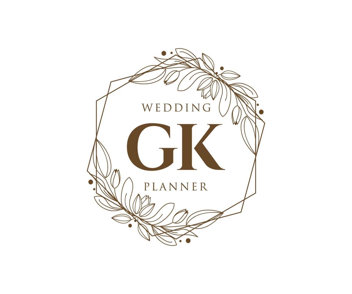 gk initialen brief bruiloft monogram logos verzameling, hand- getrokken modern minimalistisch en bloemen Sjablonen voor uitnodiging kaarten, opslaan de datum, elegant identiteit voor restaurant, boetiek, cafe in vector