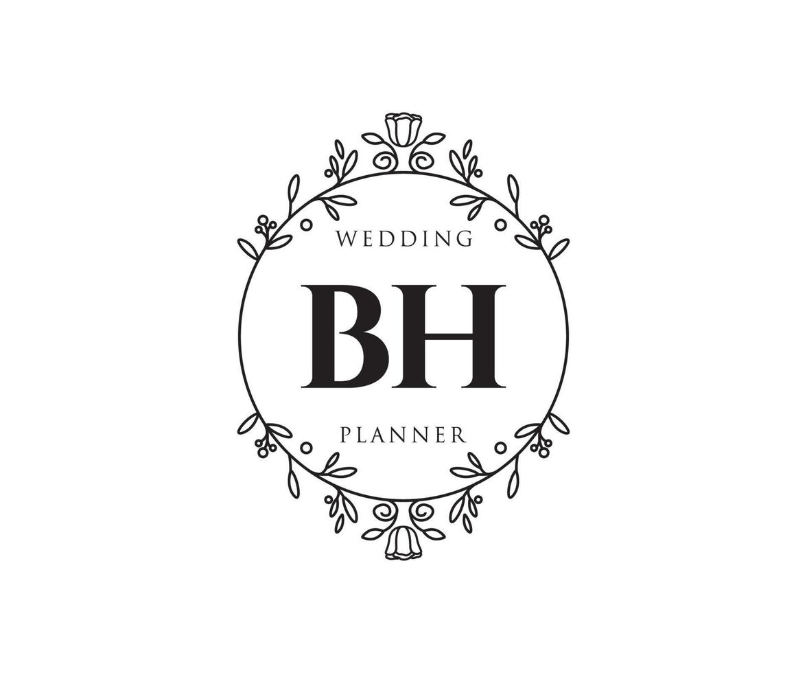 bh initialen brief bruiloft monogram logos verzameling, hand- getrokken modern minimalistisch en bloemen Sjablonen voor uitnodiging kaarten, opslaan de datum, elegant identiteit voor restaurant, boetiek, cafe in vector