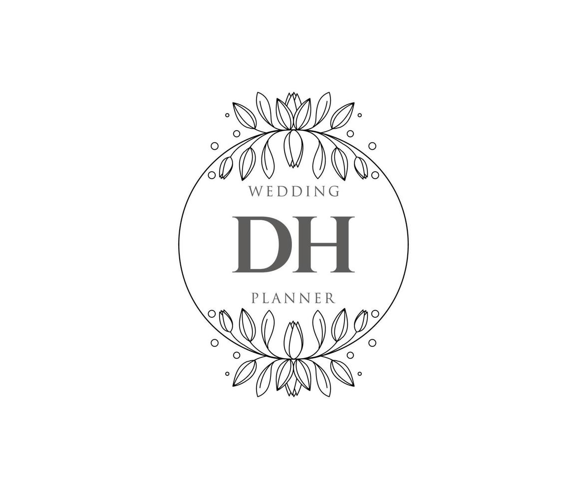 dh initialen brief bruiloft monogram logos verzameling, hand- getrokken modern minimalistisch en bloemen Sjablonen voor uitnodiging kaarten, opslaan de datum, elegant identiteit voor restaurant, boetiek, cafe in vector