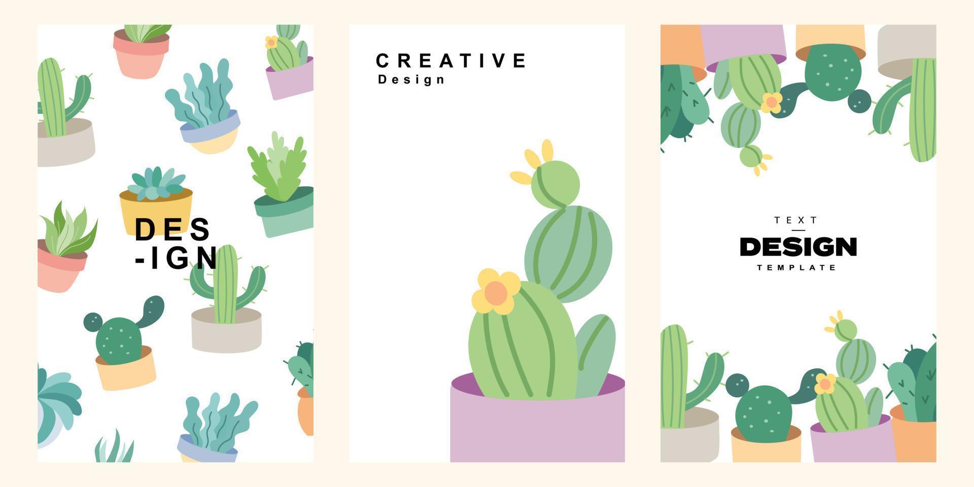 reeks van cactus illustratie voor poster sjabloon. verzameling van bloem ontwerp in schattig en modieus stijl vector