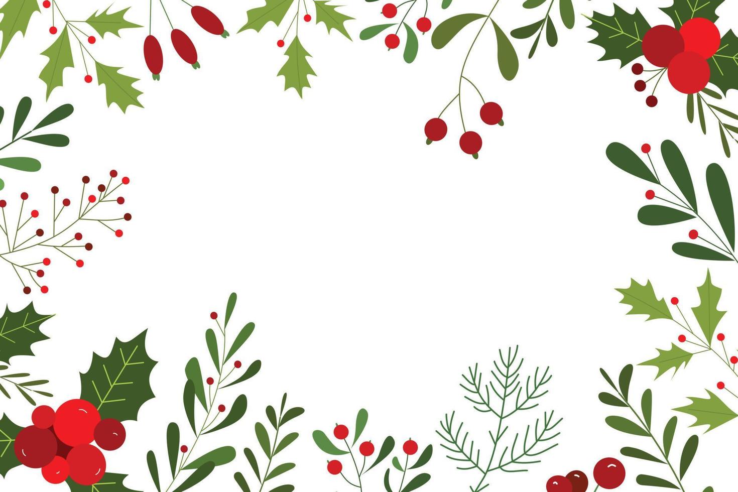illustratie van bessen en bloemen voor Kerstmis kader ontwerp. natuurlijk achtergronden voor affiches, kopiëren ruimte en winter viering kaarten vector