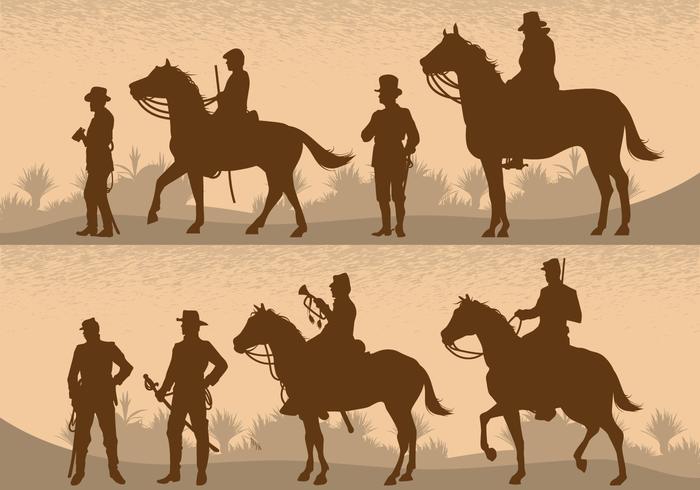 Cavalry Battlefield Silhouettes vector