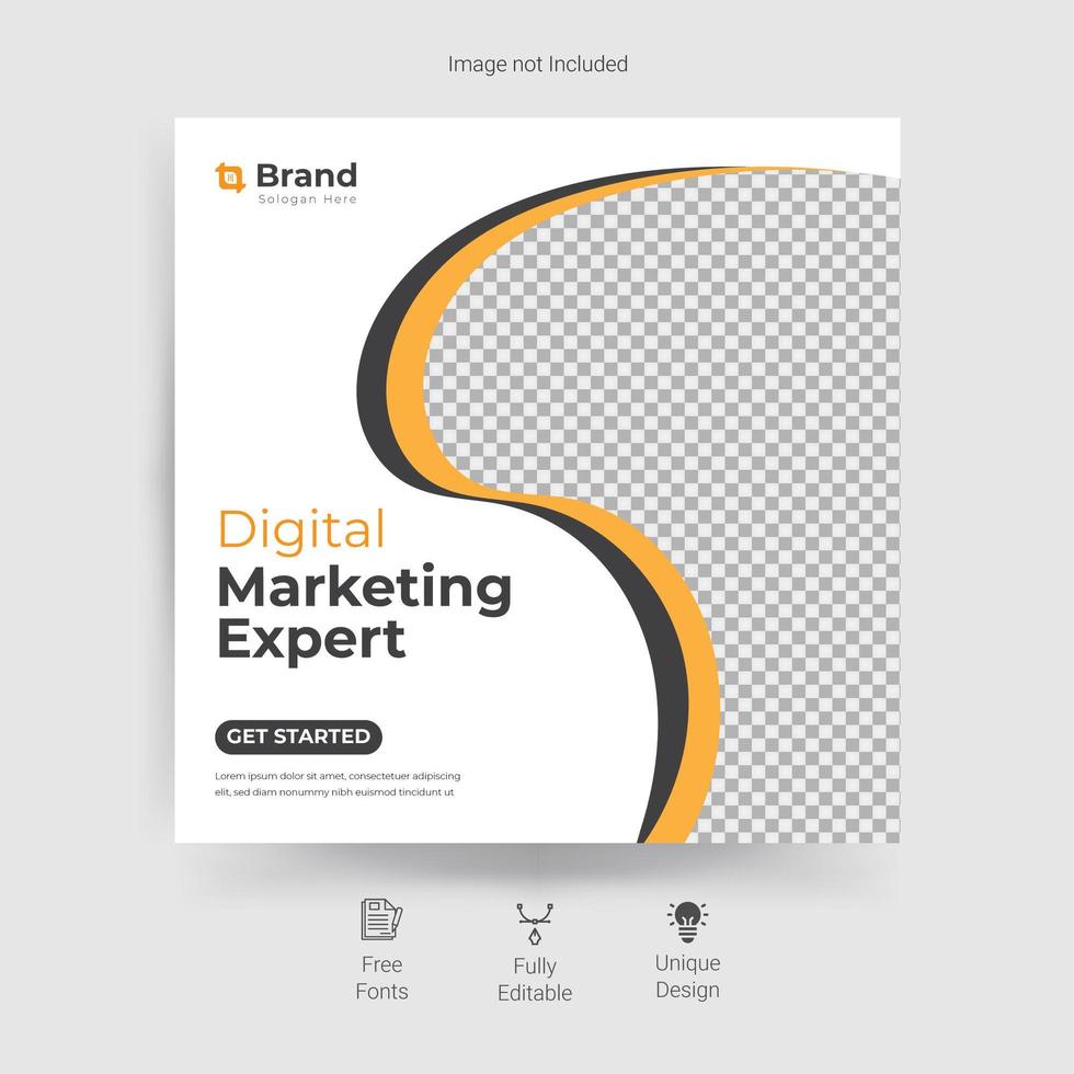 marketing social media-sjabloon met geel, grijs bochtig ontwerp vector