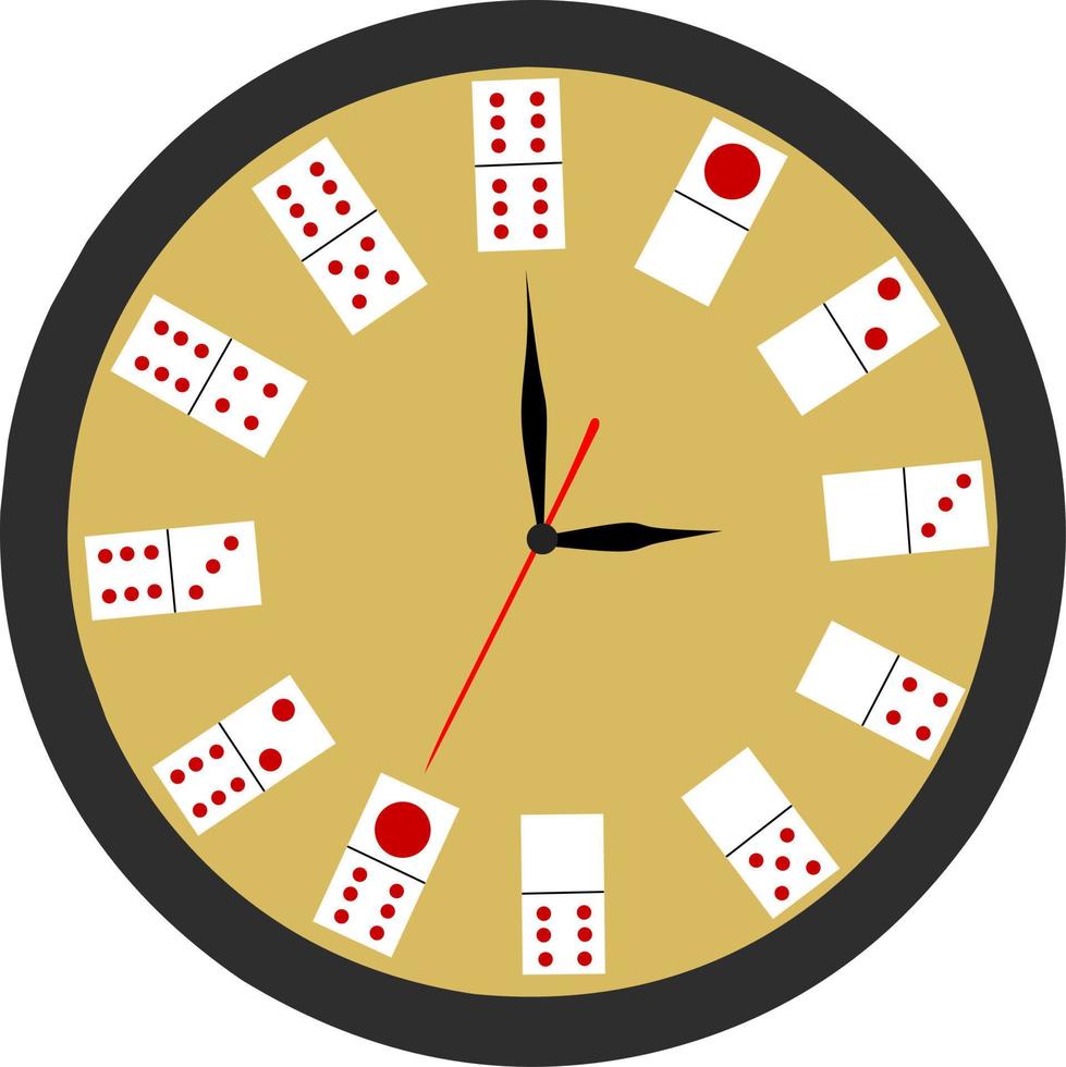 vector een cirkel klok met een domino kaart.de klok liet zien 3 uur.