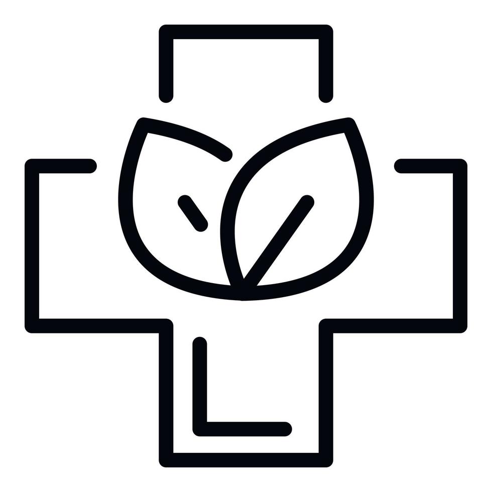 kruiden geneeskunde kruis icoon, schets stijl vector
