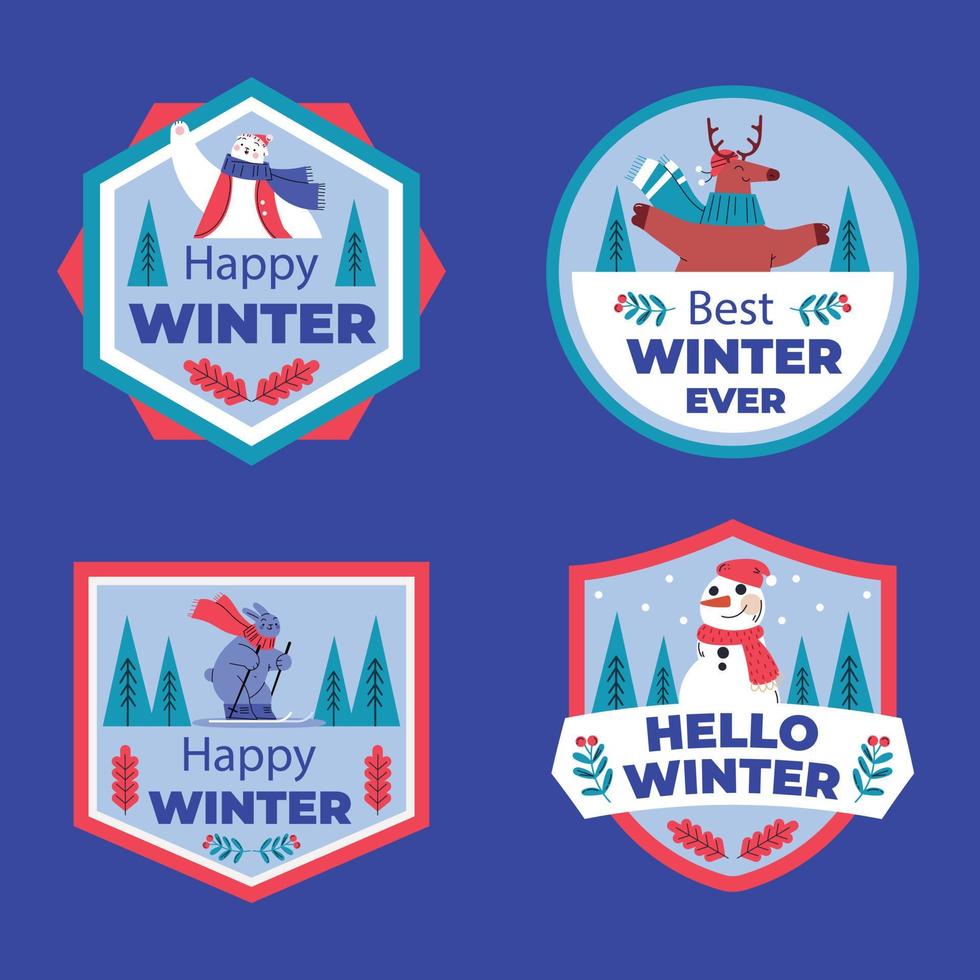 hand- getrokken winter logo element vector