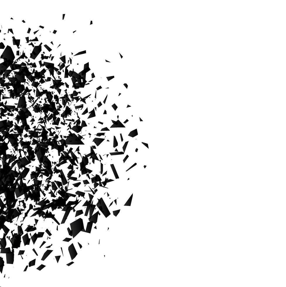 verbrijzeld glas. explosie wolk van zwart stukken vector