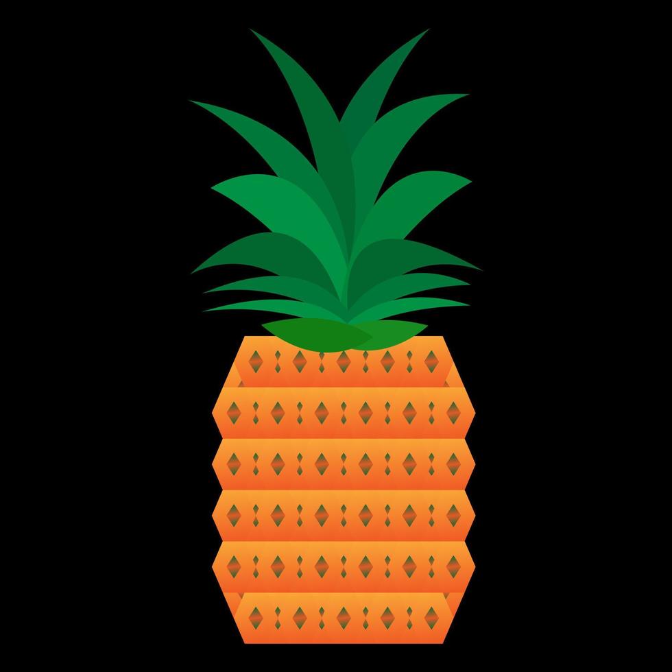 ananas fruit vector illustratie. meetkundig ananas tekenfilm stijl Aan zwart achtergrond. zomer fruit voor een gezond en natuurlijk leven. modern kunst ananas vlak ontwerp.