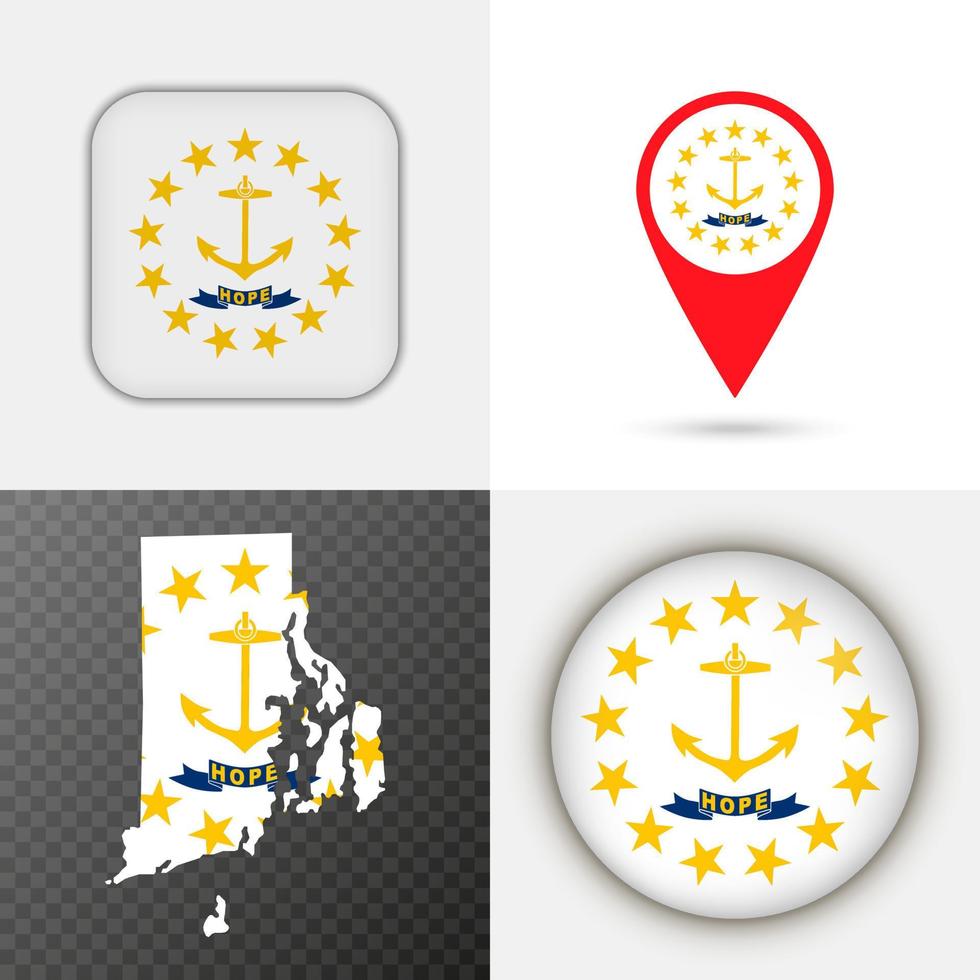 reeks van Rhode eiland staat vlag. vector illustratie.