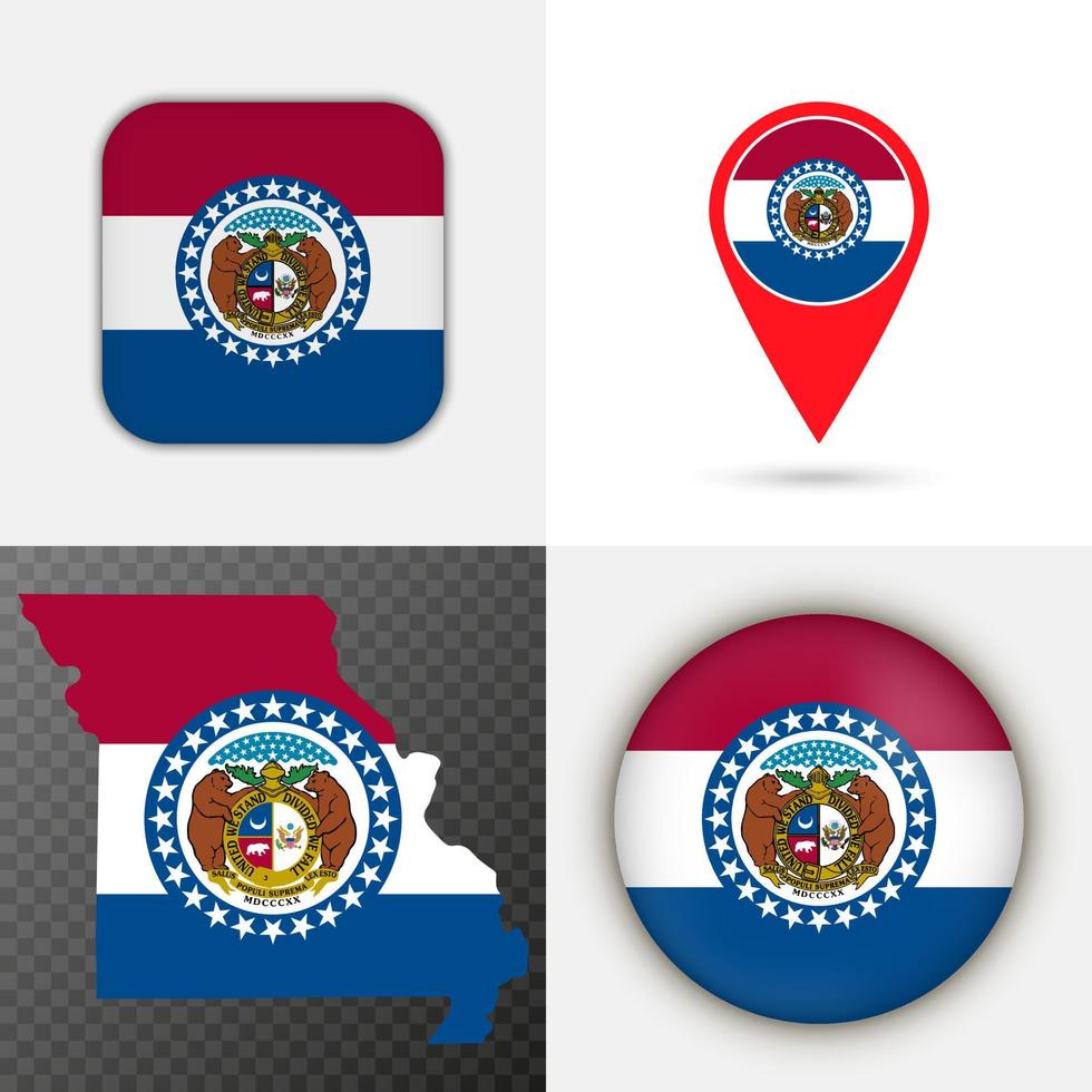 reeks van Missouri staat vlag. vector illustratie.