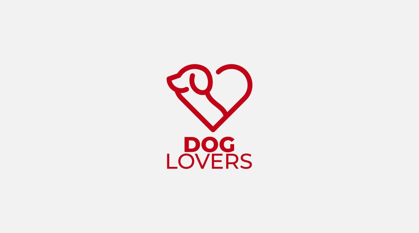 gemakkelijk minimaal hond liefde logo ontwerp. hond hoofd met liefde vector