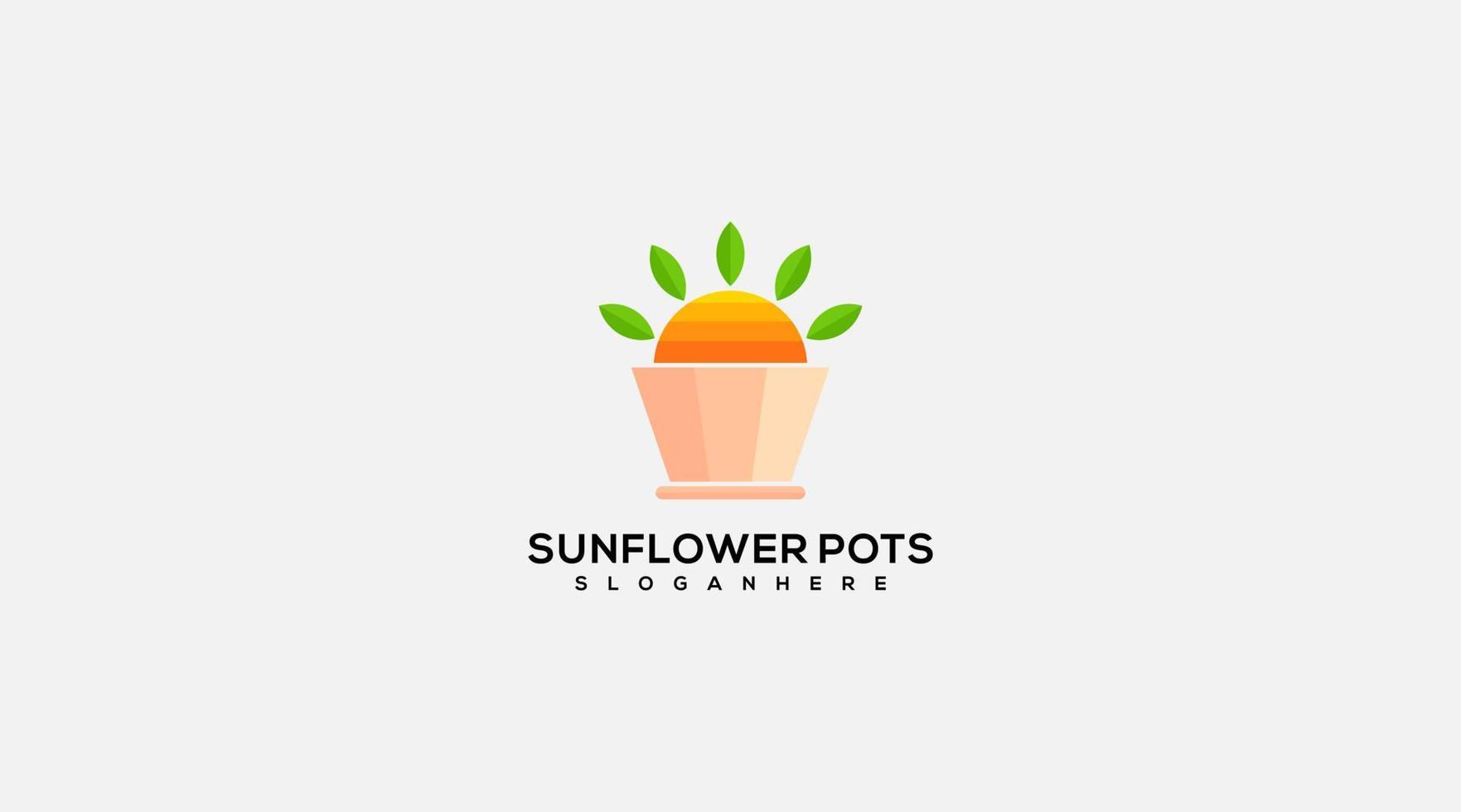 de verzameling van zonnebloemen in plat pot logo ontwerp vector