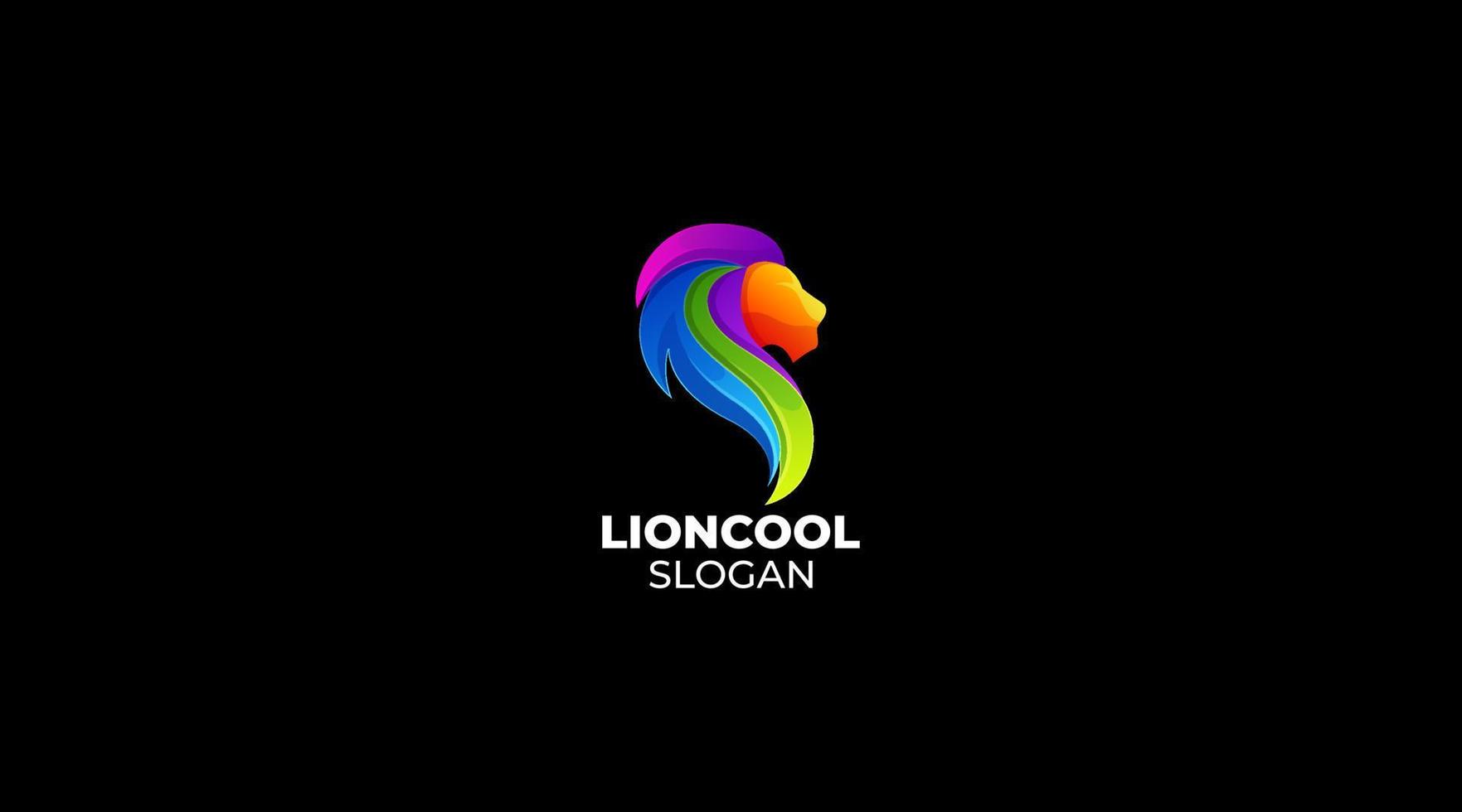 leeuw hoofd met kleurrijk vector logo ontwerp sjabloon