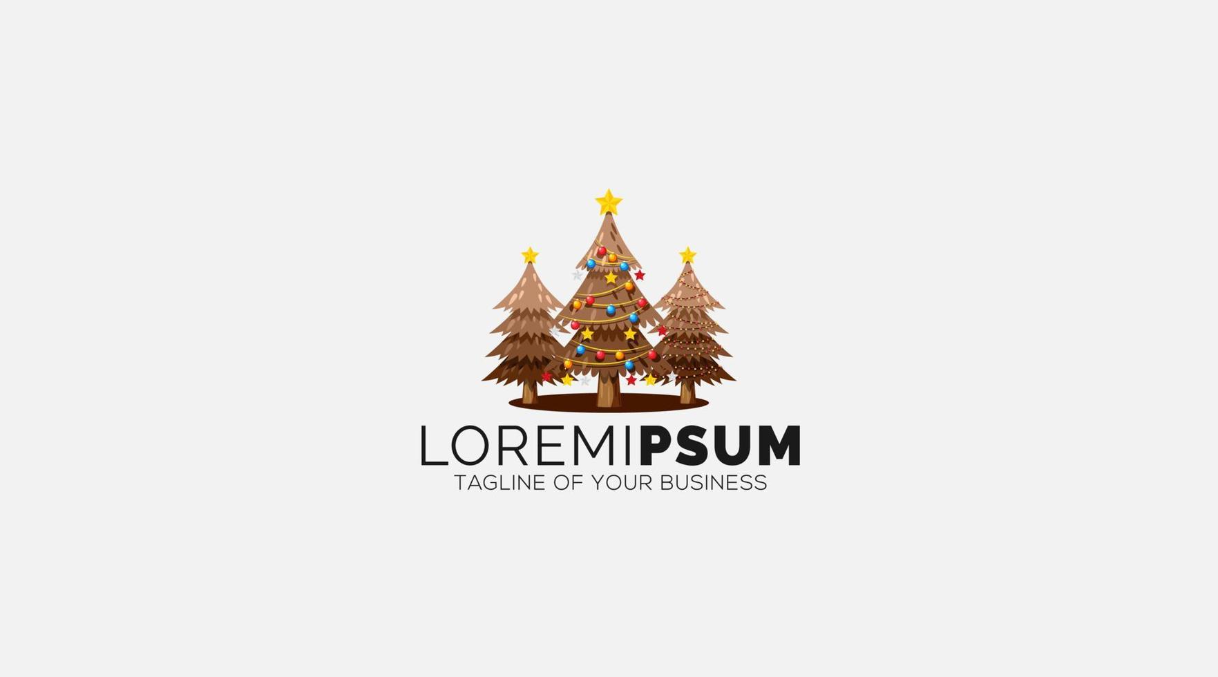 Kerstmis verlichting bomen logo ontwerp illustratie vector